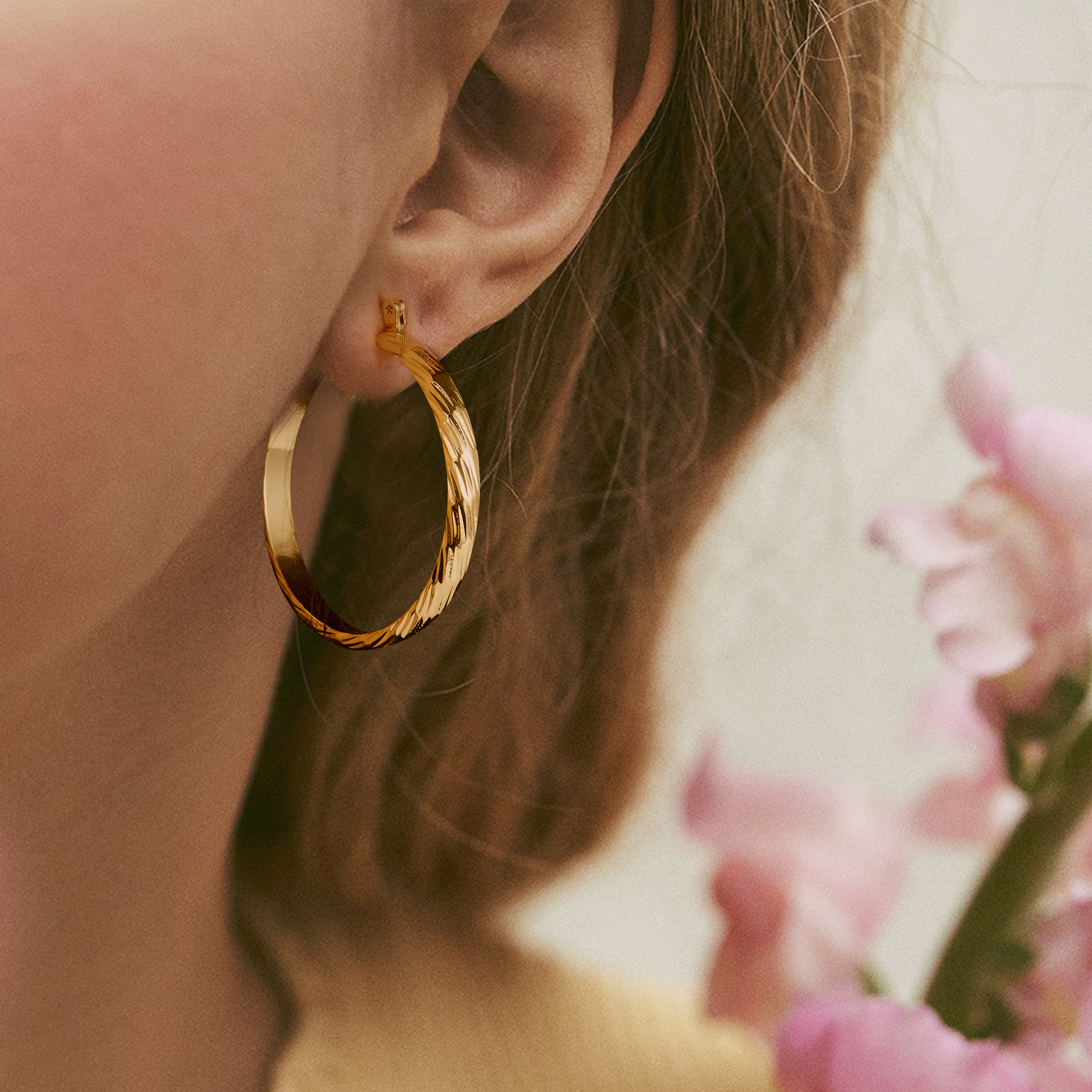 Women's Plain Ring Cut Earrings Hypoallergenic Copper Material